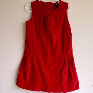 Gap kids size 5 red crushed velvet all cotton sleeveless darted zip up dress.